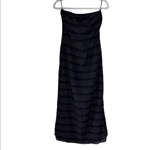 Theory Blue Striped Bramnen Sleeveless Summer Maxi Dress - Picture 1 of 7